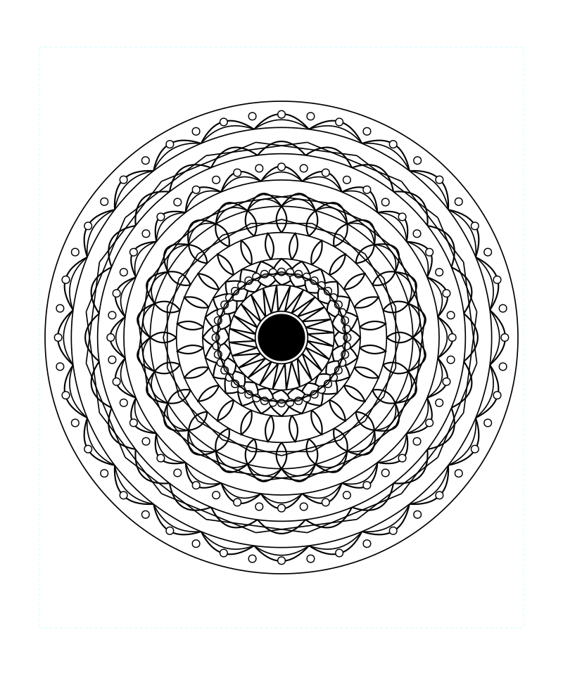 Cosmic Aura Sacred Geometry Mandala Coloring Page