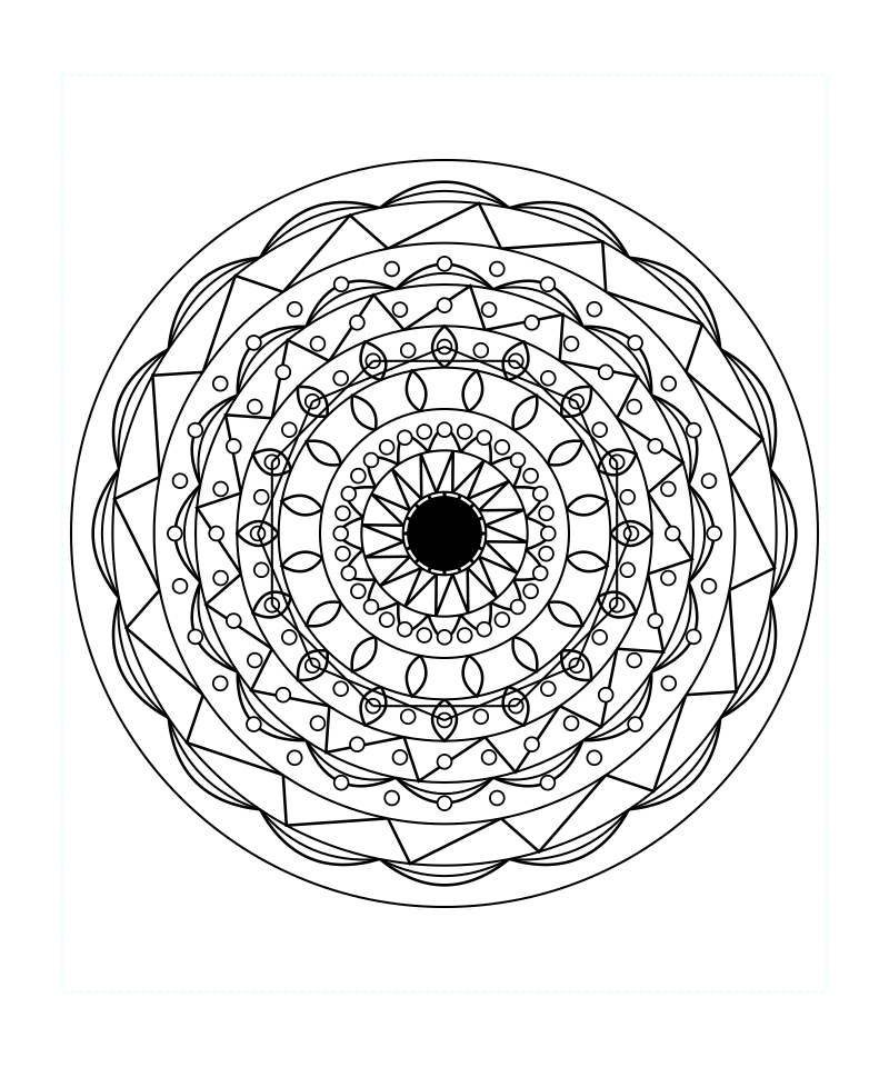 Cosmic Sacred Geometry Mandala Stress Relief Coloring Page