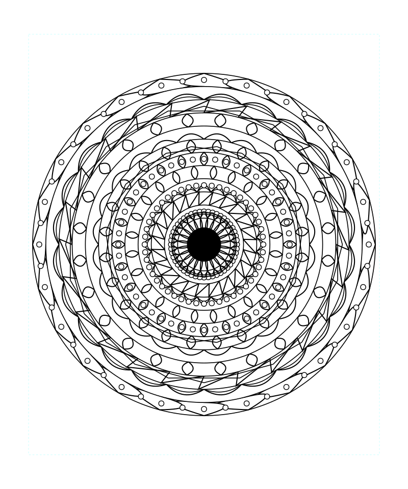 Infinite Cosmic Geometry Mandala Coloring Page