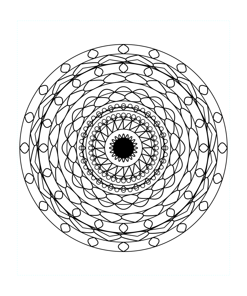 Infinite Lotus Geometry Mandala Coloring Page