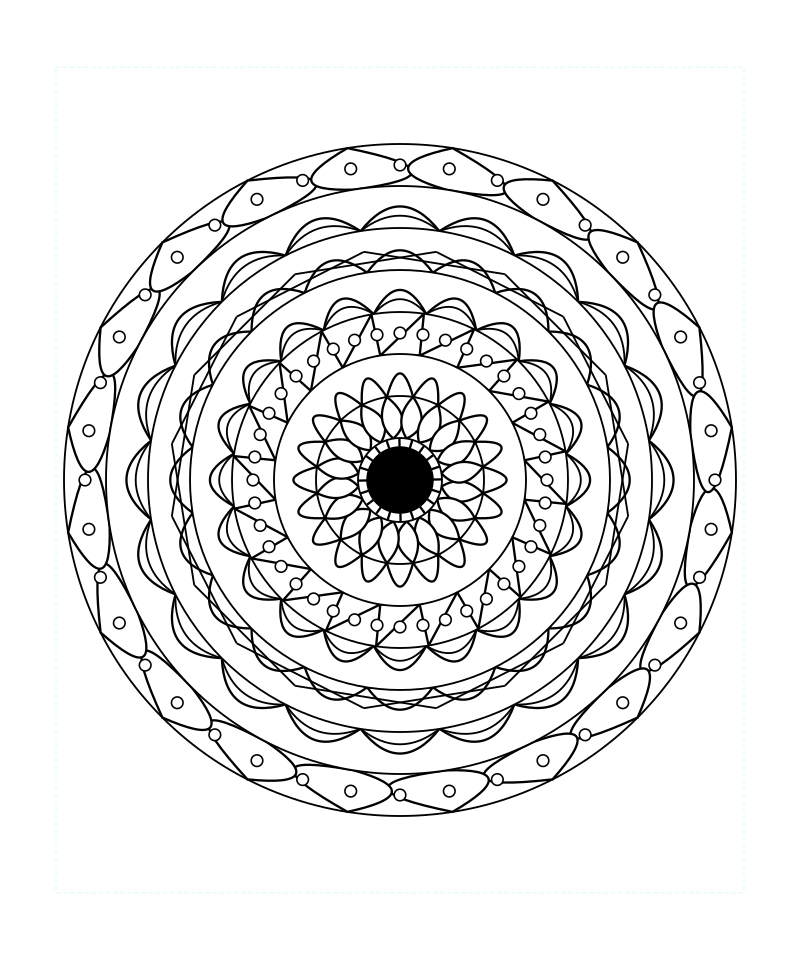 Radiant Aura Geometry Mandala Coloring Page