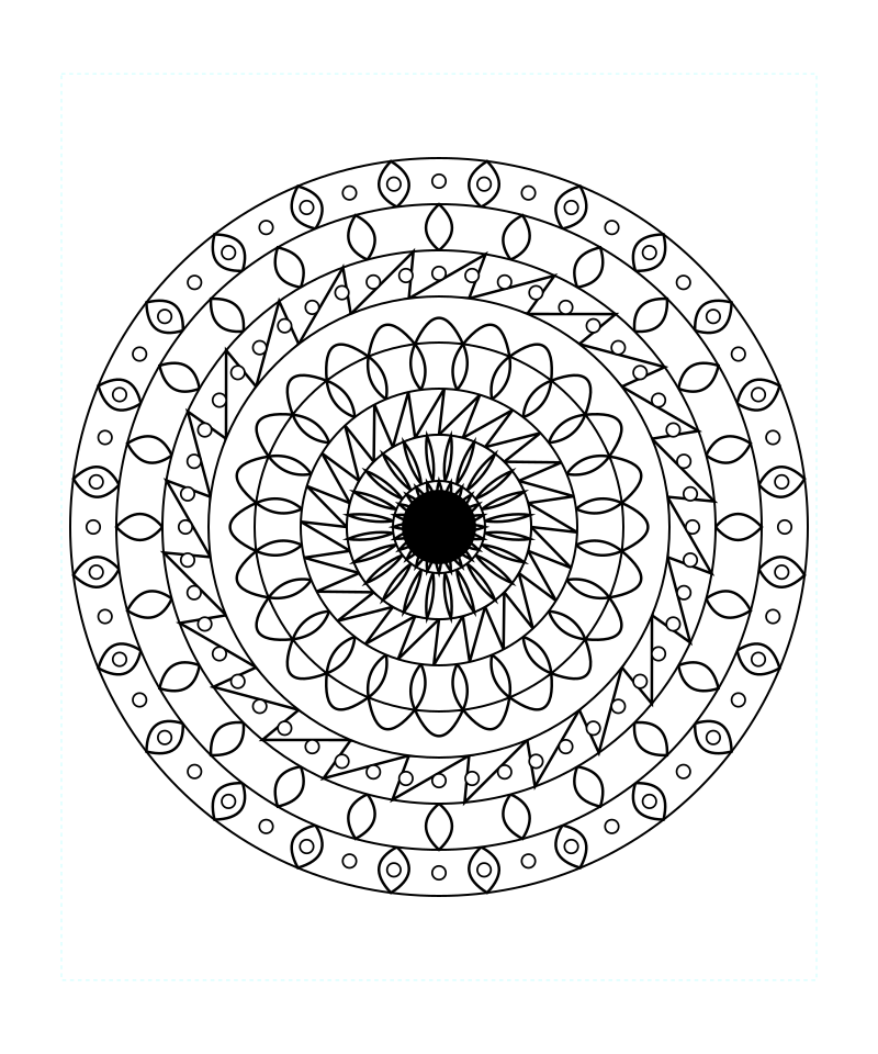 Sacred Energy Symmetry Mandala Coloring Page