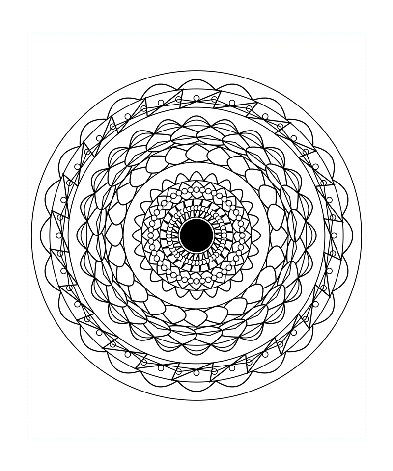 Sacred Lotus Circle Mandala Coloring Page