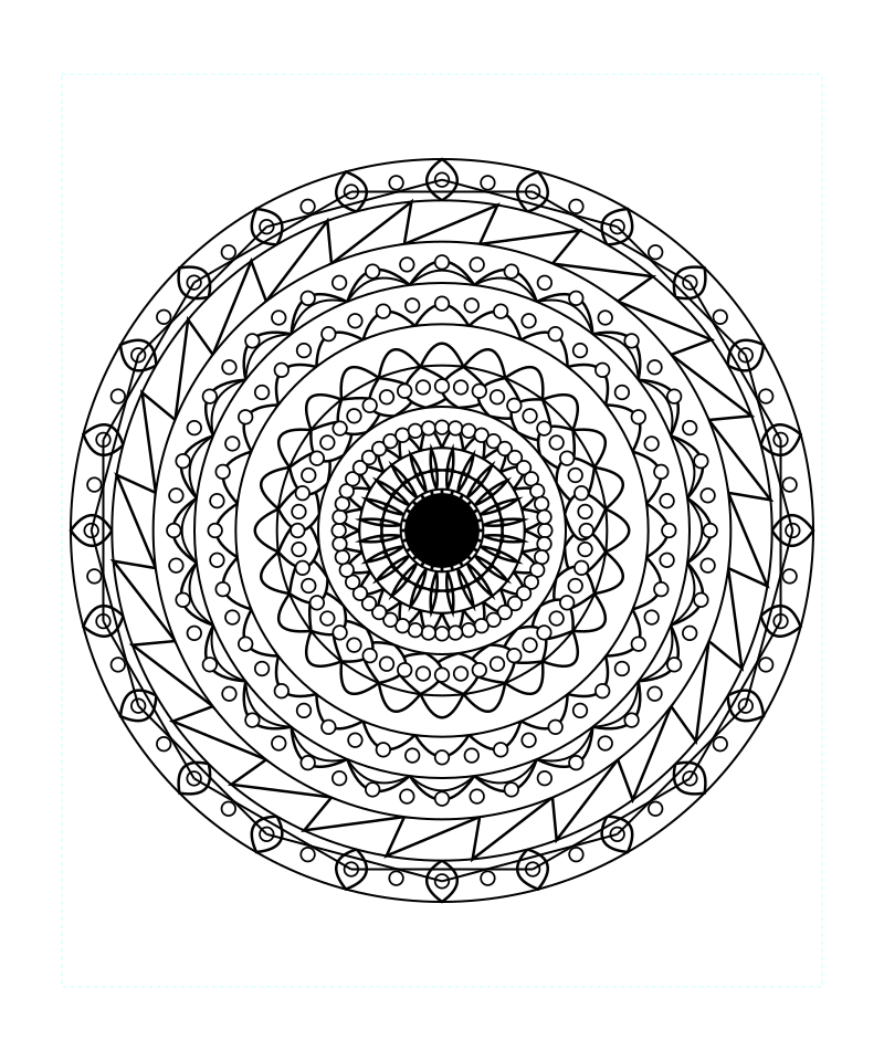 Sacred Mandala Symmetry Coloring Page
