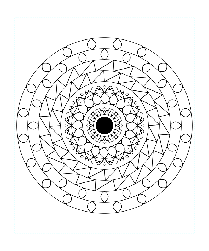 Sacred Peace Symmetry Mandala Coloring Page