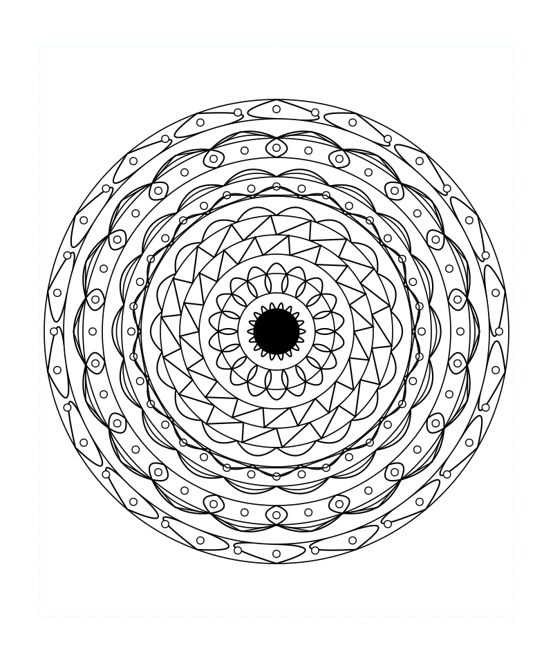 Sacred Petal Geometry Mandala Coloring Page