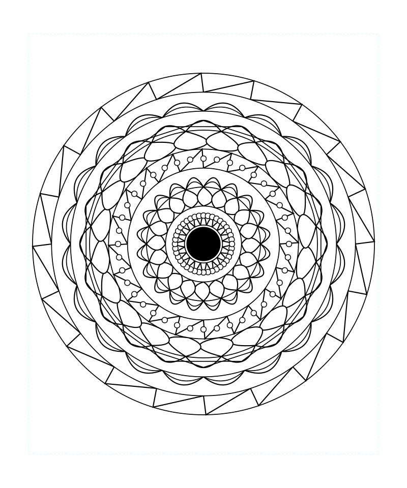 Sacred Universe Symmetry Mandala Coloring Page